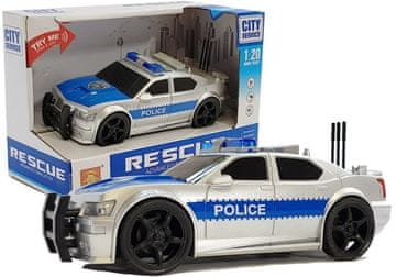 slomart LEAN TOYS Policijsko vozilo na baterije, 1:20, s lučmi in zvoki, srebrno