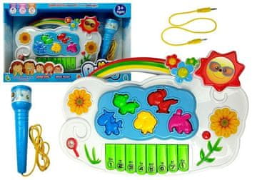 slomart LEAN TOYS Elektronsko pianino 'Cvetki' z mikrofonom