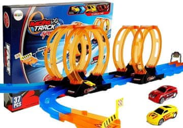 slomart Dirkalna steza LEAN TOYS s zankami in 2 avtomobilčkoma, 181 cm