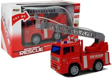 slomart Gasilniški avto LEAN TOYS z lestvijo, na baterije, z vodo, 1:20
