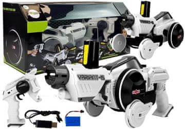slomart LEAN TOYS Pištola-avtomobilček 2 v 1, na daljinsko vodenje, beli