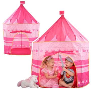 slomart Šotor v obliki dvorca za princeske LEAN TOYS, roza, 135x105 cm