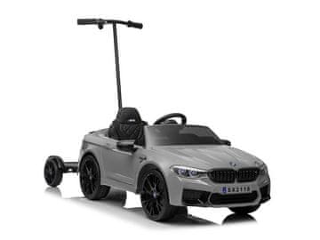 slomart Lean Cars BMW M5 avto na akumulator s platformo za starše, srebrna lakirana