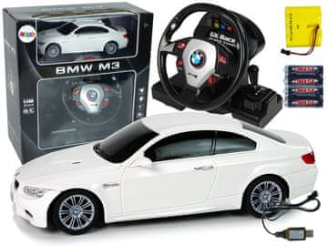 slomart Daljinsko vodeno vozilo Action S.A. BMW M3 1:18, belo, volan, zvok, luči