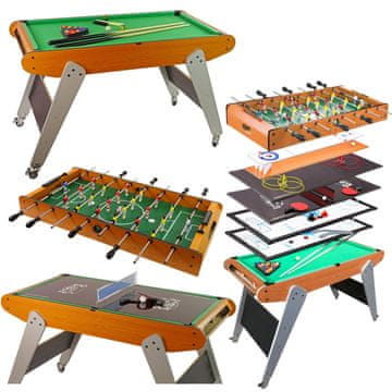 slomart LEAN TOYS 8v1 premični igralni miza (nogomet, biljard, kegljanje, hokej, namizni tenis, curling)