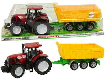 slomart LEAN TOYS Traktor z rdečo kabino in rumeno prikolico, 50 cm