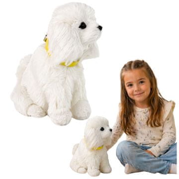 slomart Interaktivni plišasti kuža PUDEL LEAN TOYS, bel, laja, vrti glavo in rep