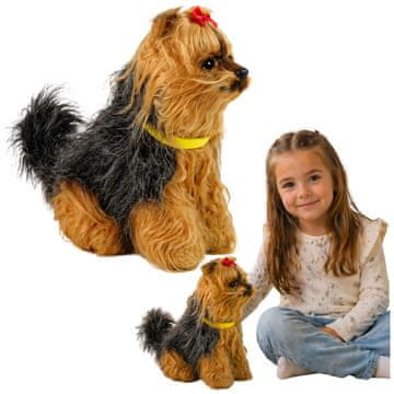 slomart Interaktivni plišasti kuža Yorkshire terrier LEAN TOYS, črno-rjav, laja in maha z repom