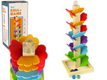 slomart LEAN TOYS Leseno drevo s kroglično stezo in listi