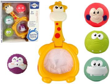 slomart LEAN TOYS Igrača za kopanje mini košarka z žirafo in gumijastimi žogicami