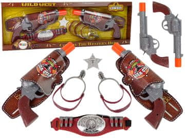 slomart Kovbojski set LEAN TOYS: 2 pištoli, pas, ostroge