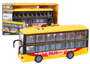 slomart Avtobus na vzmetni pogon LEAN TOYS, dvonadstropni, rumen, 1:16
