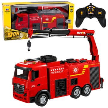 slomart BESTTOYS RC gasilski avto Huina 1:18 z dvigalom in vodnim topom