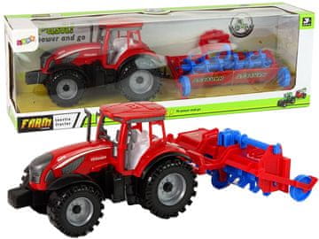 slomart LEAN TOYS Traktor s plugom, rdeč, frikcijski pogon