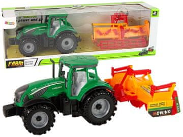slomart LEAN TOYS Traktor s kultivatorjem, zelen/oranžna, frikcijski pogon