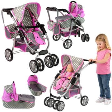 shumee Voziček za punčke 2 v 1 Gondola Bag Pink Stars