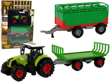 slomart LEAN TOYS Traktor z dvema vrstama prikolic