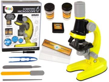 slomart LEAN TOYS Mikroskop za otroke, izobraževalni komplet, rumena