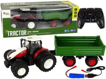 shumee Traktor na daljinsko upravljanje s prikolico 1:24 rdeča zelena