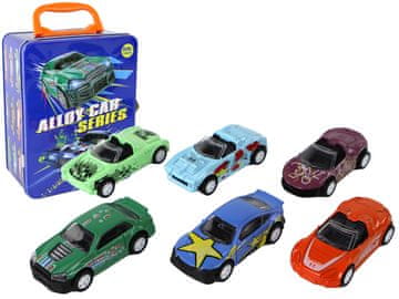 slomart Set 6 kovinskih vozil LEAN TOYS z vztrajnostnim pogonom v kovčku 1:64