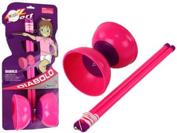 slomart LEAN TOYS Diabolo - zložljiva igrača za žongliranje, roza, 13.5x11.5 cm