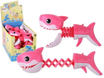 slomart LEAN TOYS Zabavna Riba - pištola, ki grize, roza, morski pes