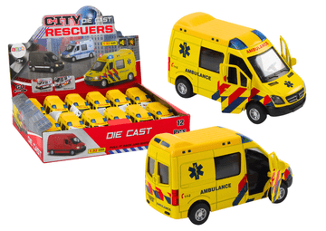 slomart Reševalno vozilo LEAN TOYS 1:32, rumeno, odpiralna vrata, luči, zvoki