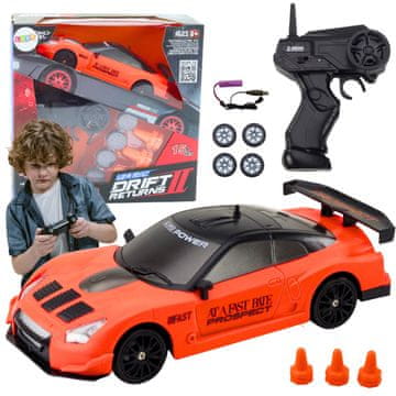 slomart LEAN TOYS Športni avto RC 1:24, oranžni, z zamenljivimi kolesi