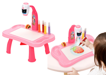slomart Mini projektor robot LEAN TOYS, mizica za risanje, roza