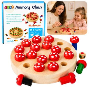 slomart Spominska igra Drevene gobice (Muchomory) LEAN TOYS