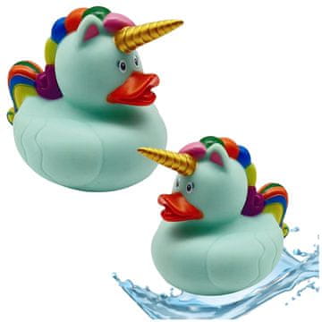 slomart LEAN TOYS Kiskica samorog igrača za kopel, mavrična griva, zelena