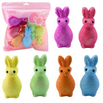 slomart LEAN TOYS Velikonočni zajčki iz stiropora, z bleščicami, 6 kosov