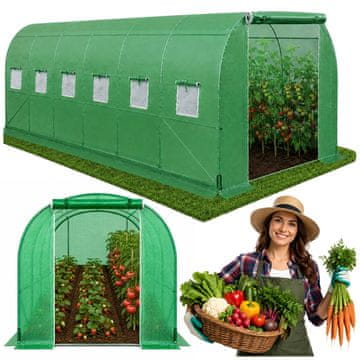 slomart Vrtni tunel LEAN XMX607 zelen, 6x3x2m, UV zaščita, okna