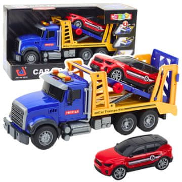slomart Tovornjak z avtovleko LEAN TOYS: transporter, avto, luči, zvoki