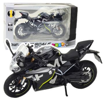 slomart LEAN TOYS Motocikel športni kovinski, črn, 250 SR, 1:12