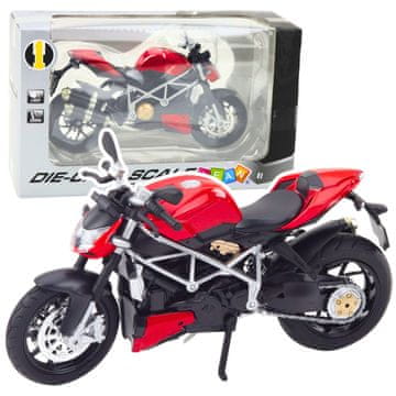 slomart LEAN TOYS Motocikel športni kovinski, rdeč, srebrni vložki, 1:12