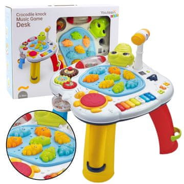 slomart LEAN TOYS Crocodile Educational Table interaktivni otroški stolček s klavirjem in bobnom