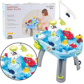 slomart LEAN TOYS interaktivni vodni stolp za igro ribolova, modri