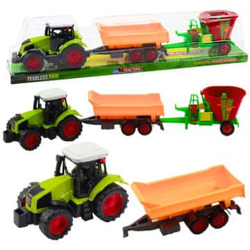 slomart Zadružen traktor s prikolico za silo in mešalcem krme - Lean Toys