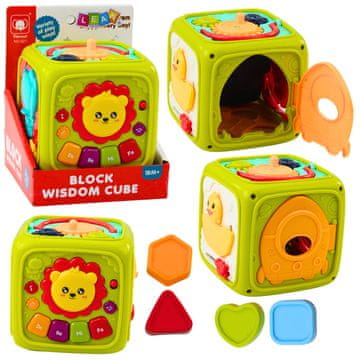 slomart LEAN TOYS Interaktivna izobraževalna kocka levinček, zelena