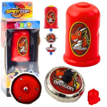 slomart Komplet z izstreljevalnikom za vrtenje Lean Toys, disk zmaj, rdeč
