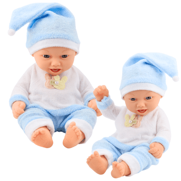 slomart LEAN TOYS punčka dojenček v modri pižami in s kapico