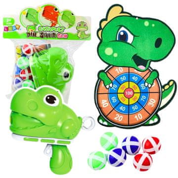 slomart Strelska igra LEAN TOYS z dinozavrom, s pištolo na ježka, PUZZLE