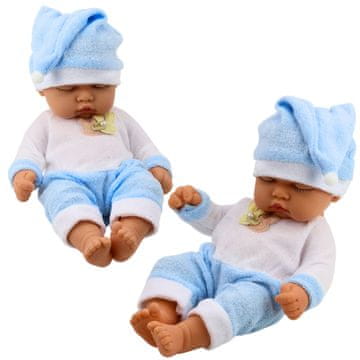 slomart Punčka LEAN TOYS 'Bobas', v modri pižami in s kapico s cofom