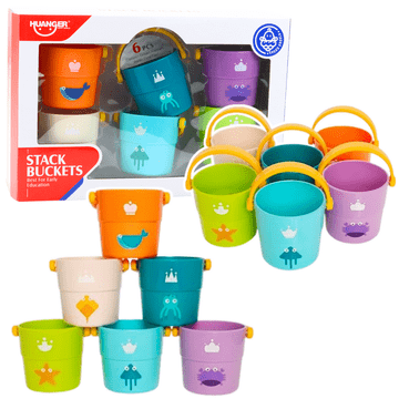 slomart LEAN TOYS komplet pisanih vedrc za kopanje (6 kosov)