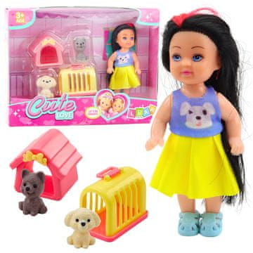 slomart Set mini lutke LEAN TOYS s psičkom, psičko hiško in transporterjem