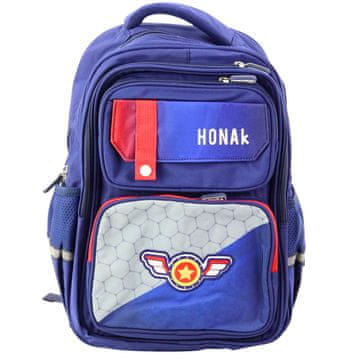 slomart Šolski nahrbtnik LEAN z našitkom, prsni pas, moder, 20L