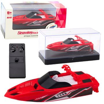 Daljinsko voden RC motorni čoln, bel in rdeč, 15 cm