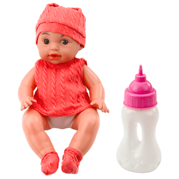 slomart LEAN TOYS punčka - dojenček, 30 cm, zvišico za hranjenje, zvoki