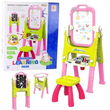 slomart LEAN TOYS Edukacijska tabla 5v1 s stolčkom, roza
